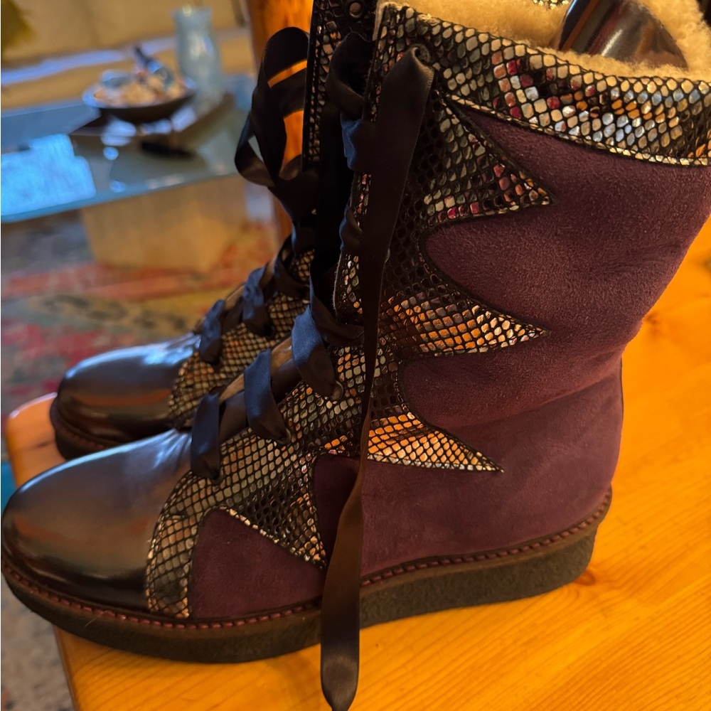 Chanii B Purple and Black shearling Women's Boots